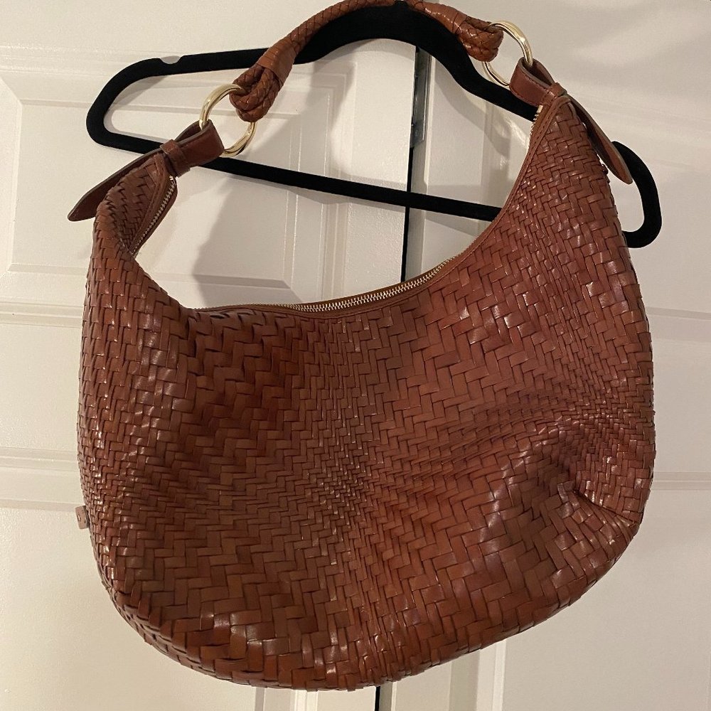 Cole Haan Genevieve Top Zip Hobo Woven Leather Bag - New With Tags